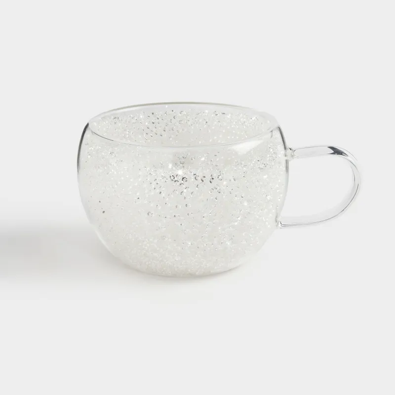 Mug, 270 ml, B glass, with silver crystals inside, Air decor
