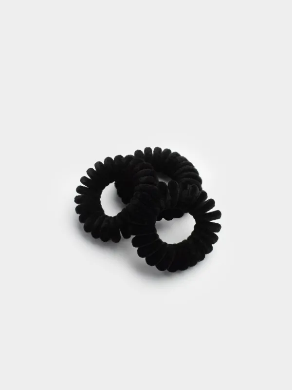 Elastic band for hair, 4 cm, 3 pcs, polyester / TPU, black, Spiral, Helix, image-1