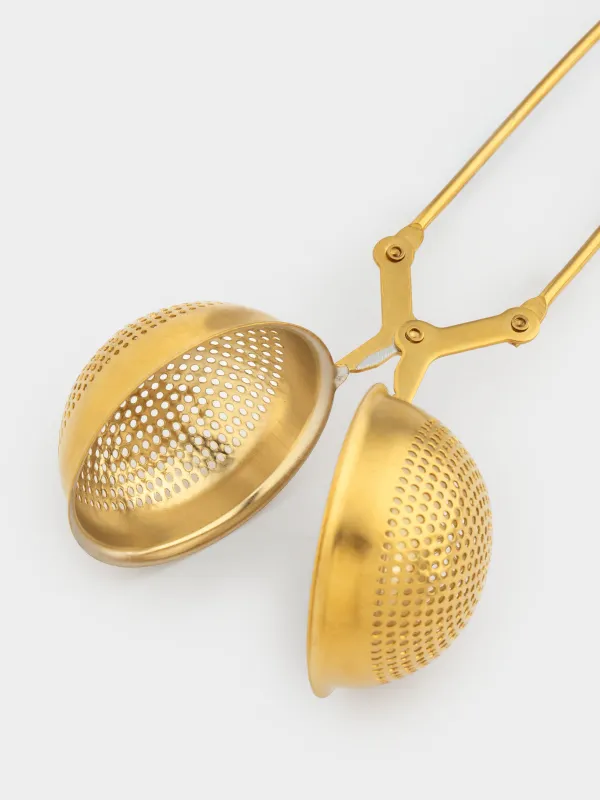 Tea strainer, 17 cm, steel, golden, Ball, Delight color, image-4