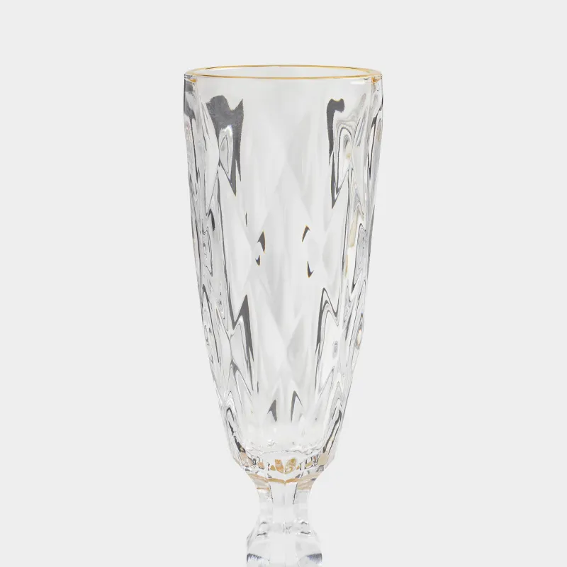 Drinking goblet glass, 170 ml, glass R, with golden edging, Rhomb gold, image-2