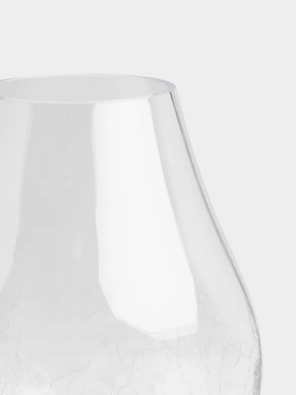 Flower vase, 25 cm, glass, Craquelure, Ice, image-2