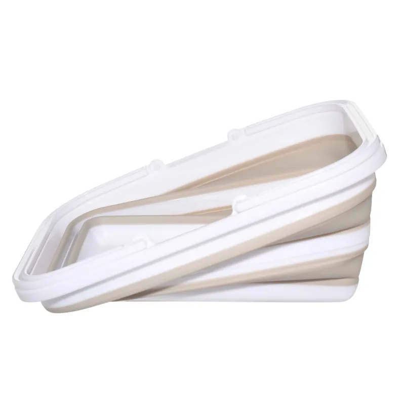 Foldable basket, 39x29x16 cm, with handles, plastic / rubber, gray-beige, Foldaway, image-4
