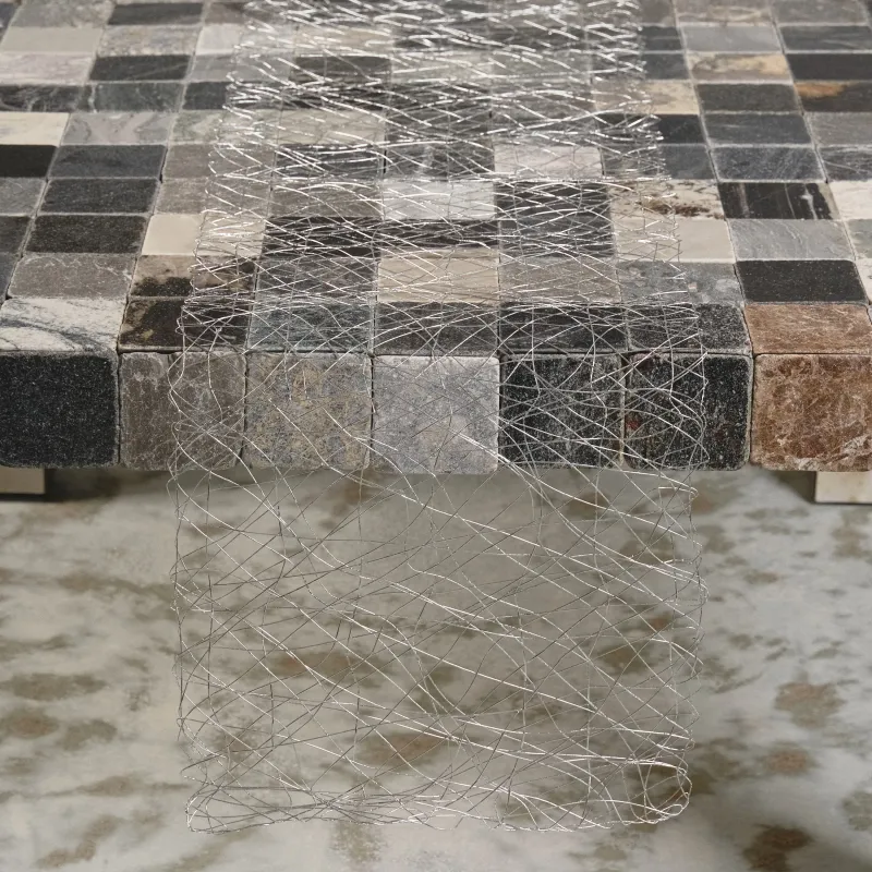 Table runner, 40x160 cm, cellulose / PET, silver, Cobweb, Azhur Grid