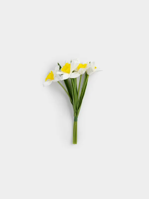 Artificial bouquet, 30 cm, polyurethane, Milk-yellow daffodils, Flower garden, image-0