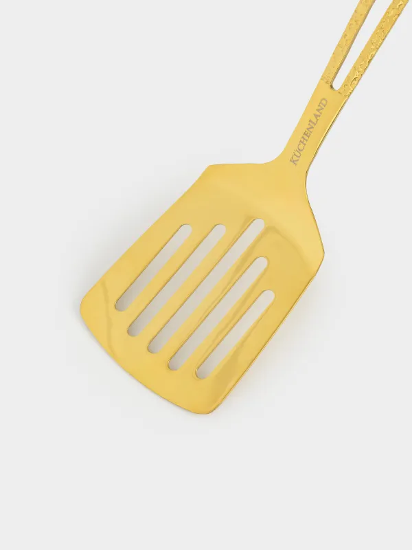 Spatula, 25 cm, with slits, steel, golden, Viron gold, image-2