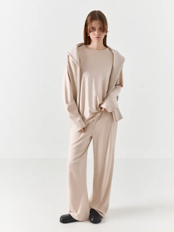 Women's longsleeve, homewear, size S, polyester / elastane, sand, Vitalina, image-7