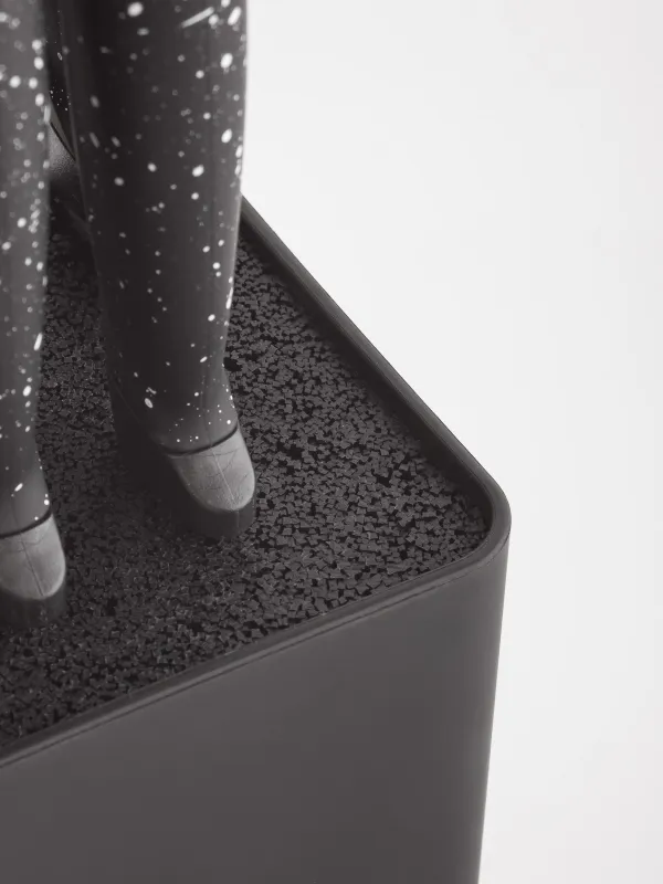 Knife set, 5 pr, in stand, steel / plastic, Black, speckled, Steel speckled, image-1