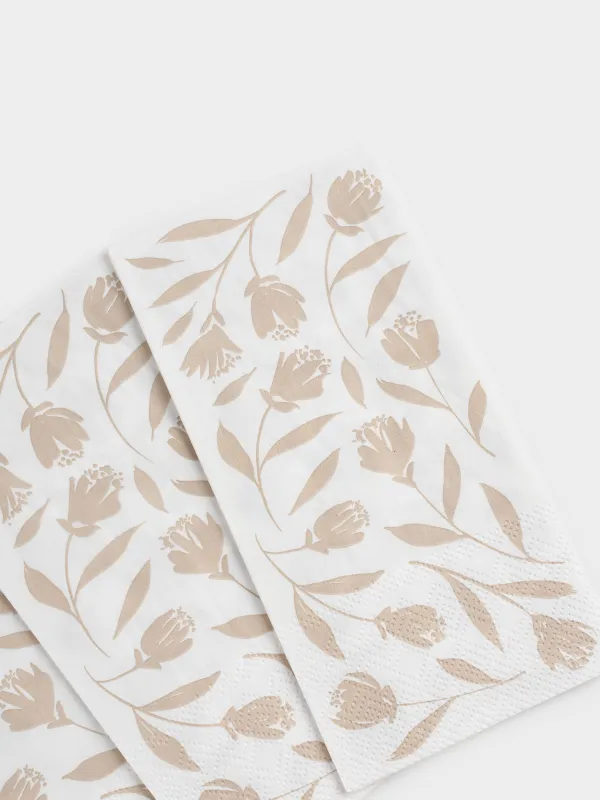 Paper napkins, 33x33 cm, 20 pcs, rectangular, white, Leaves, Print, image-4