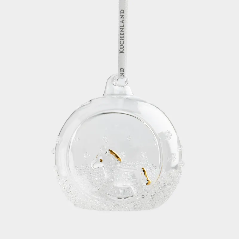 Christmas tree toy, 8 cm, glass, Horse in a ball, Ball shape