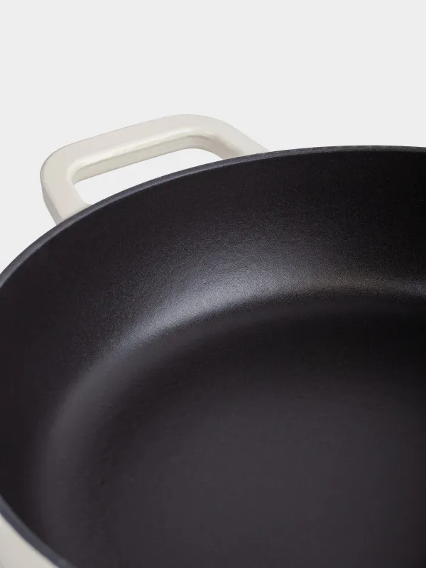 Saucepan, 30 cm, 3.5 l, with lid, cast iron, milky, Light kitchen, image-4