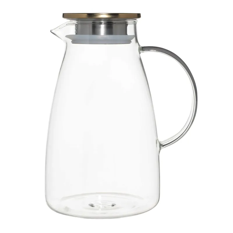 Jug, 2 l, with filter lid, glass B / steel, golden, Classic gold, image-1