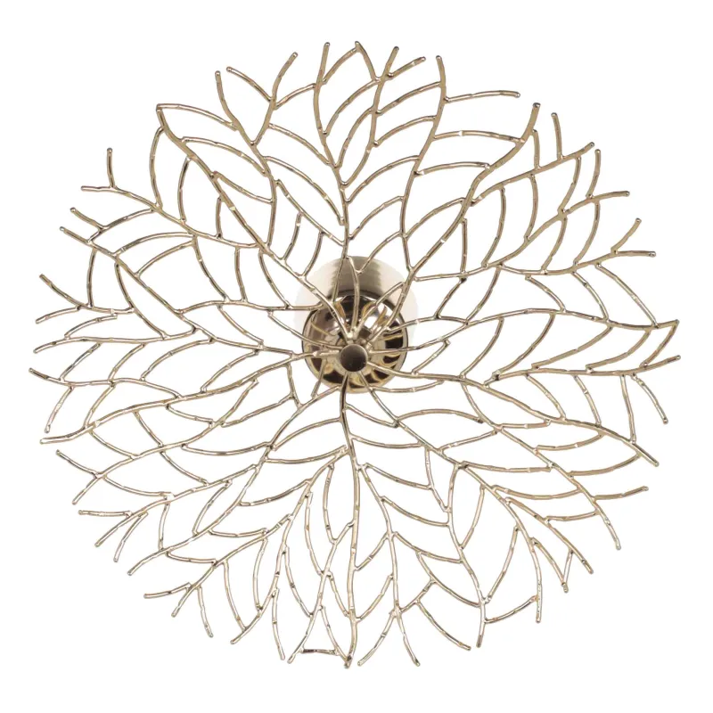 Fruit basket, 37x19 cm, on a leg, metal, golden, Branches, Twist gold, image-2