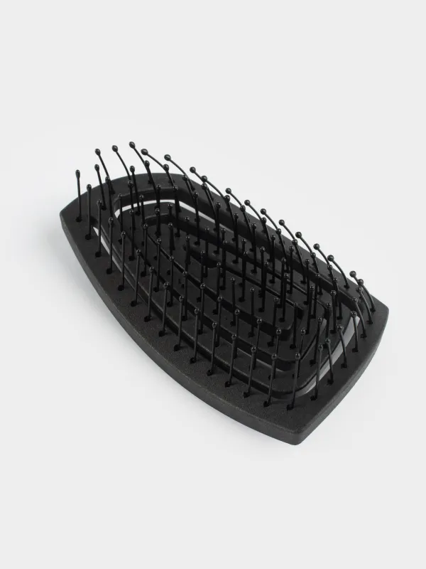Hair massage comb, 11x6 cm, for travel, vegetable fiber / plastic, black, Zipo, image-1