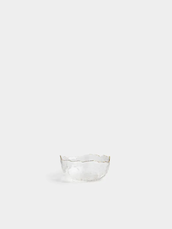 Bowl, 13x6 cm, glass, with golden edging, Nautilus gold, image-0
