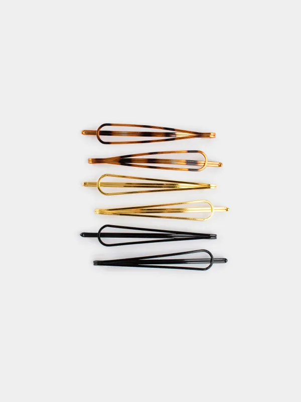 Hair clip, 6 cm, 6 pcs, metal, Mix, Basic, image-0