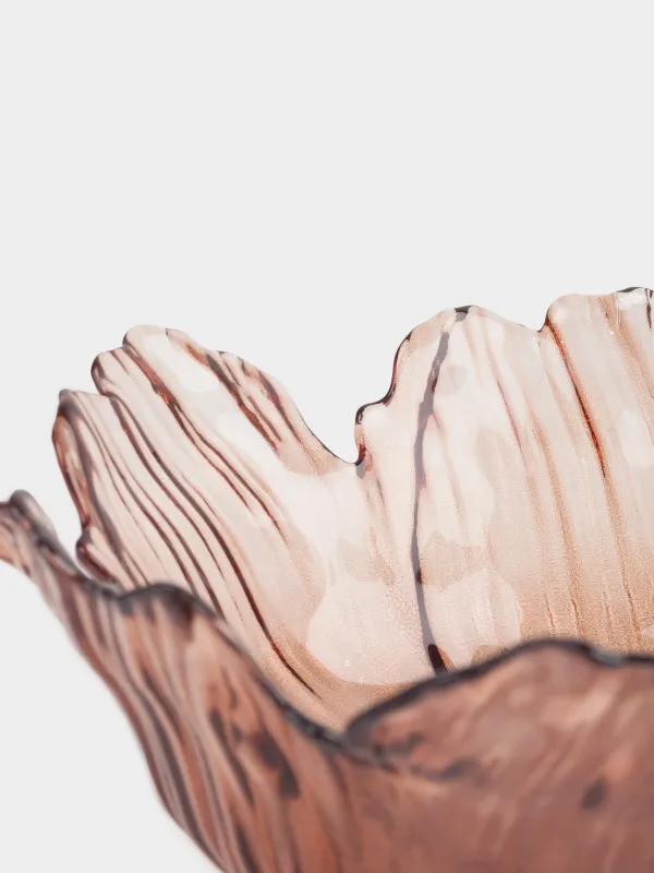 Salad bowl, 23x9 cm, 900 ml, glass, brown, Flower, Sahara, image-3