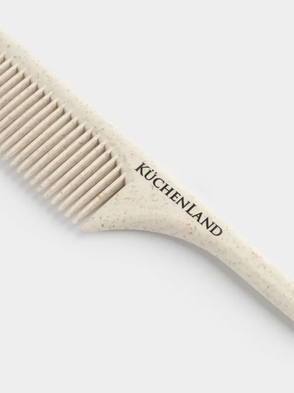 Hair comb, 23 cm, with a ponytail, vegetable fiber / plastic, Beige, Comb, image-5