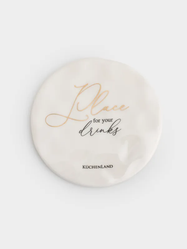 Coaster, 10 cm, ceramic, round, milky, Crumpled effect, Crumple kitchen, image-3