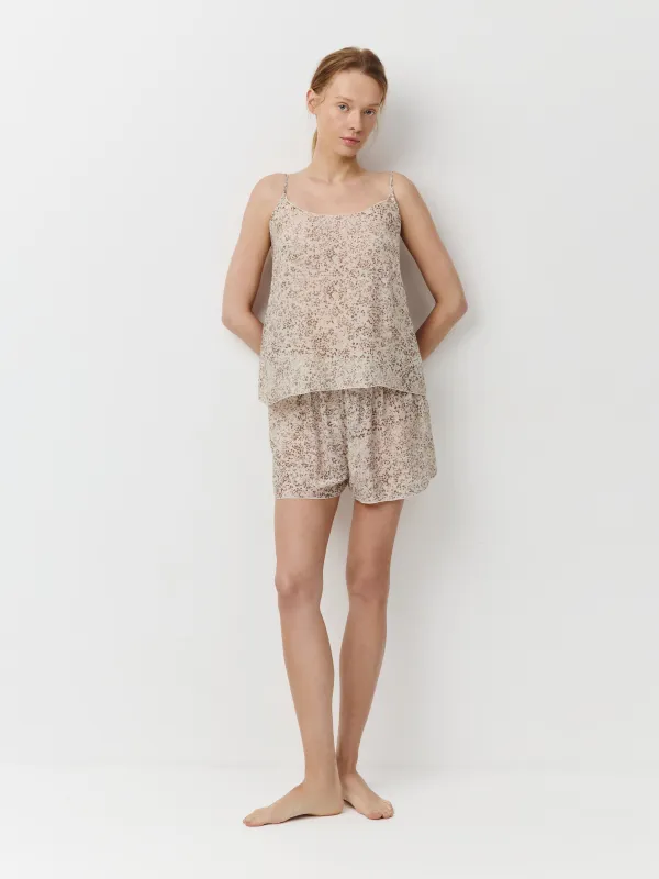 Women's top, homewear, size L, straps, viscose / nylon, milky, Dots, Odelia, image-1