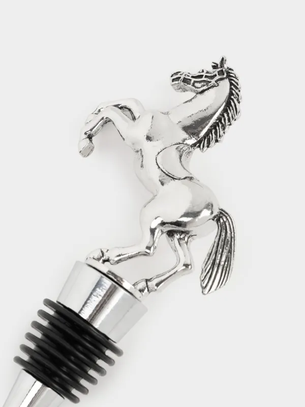Bottle stopper with pendants, 5 items, metal / beads, Horse, Horse silver, image-3