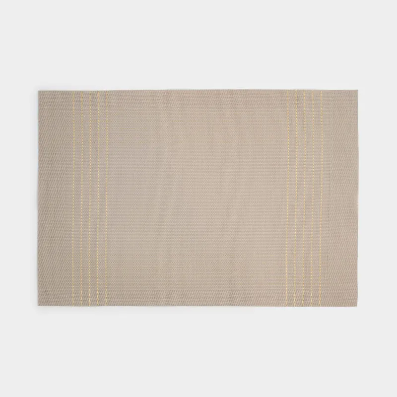 Placemat, 30x45 cm, PVC / polyester, rectangular, sand, Golden lines, Solid