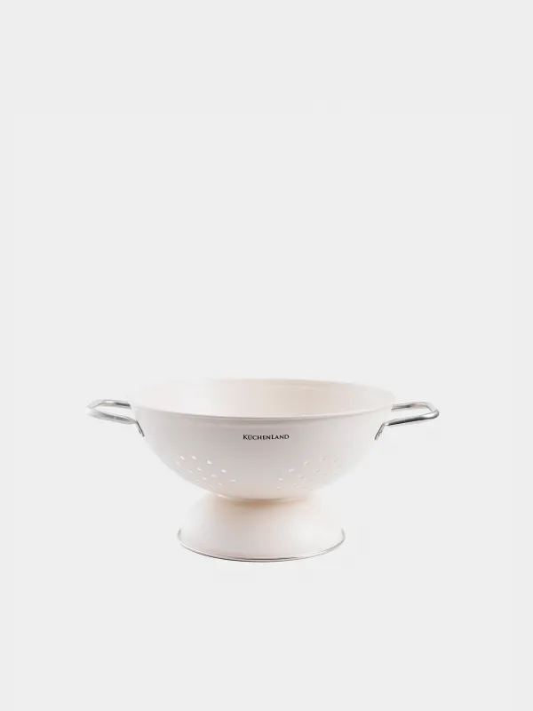 Colander, 24 cm, with two handles, on a stand, metal, milk, Course, image-0