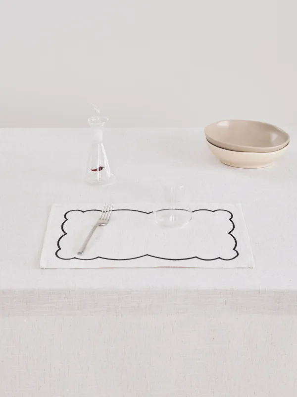 Placemat, 30x45 cm, polyester / linen, rectangular, beige, Vintage, Melange outline, image-1