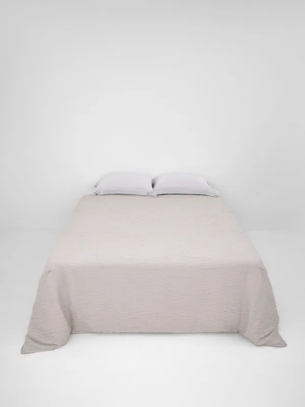 Bedspread, 220x240 cm, quilted, polyester / microfiber, beige-gray, Stripes, Stitch, image-3
