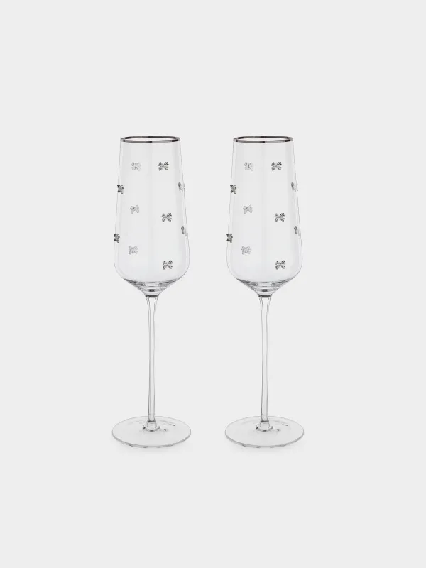 Drinking glass, 300 ml, 2 pcs, crystal glass, with silver edging, Ferentino, image-0