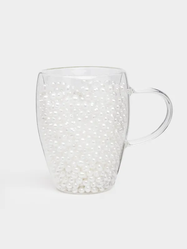 Mug, 330 ml, glass B/plastic, with pearls inside, Design, Air decor, image-0