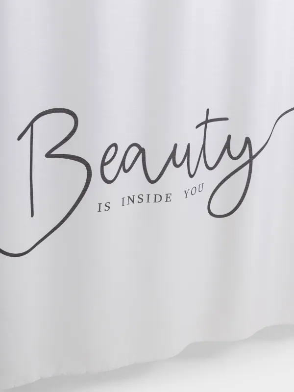 Bathroom curtain, 180x180 cm, with rings, polyester / metal, white, Beauty, Protection, image-2