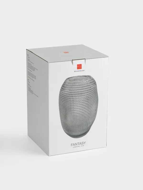 Flower vase, 30 cm, glass, grey, Fantasy, image-5