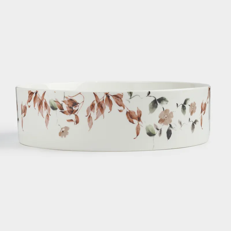 Dish, 23x7 cm, with sides, porcelain N, Autumn leaves, Refined floral