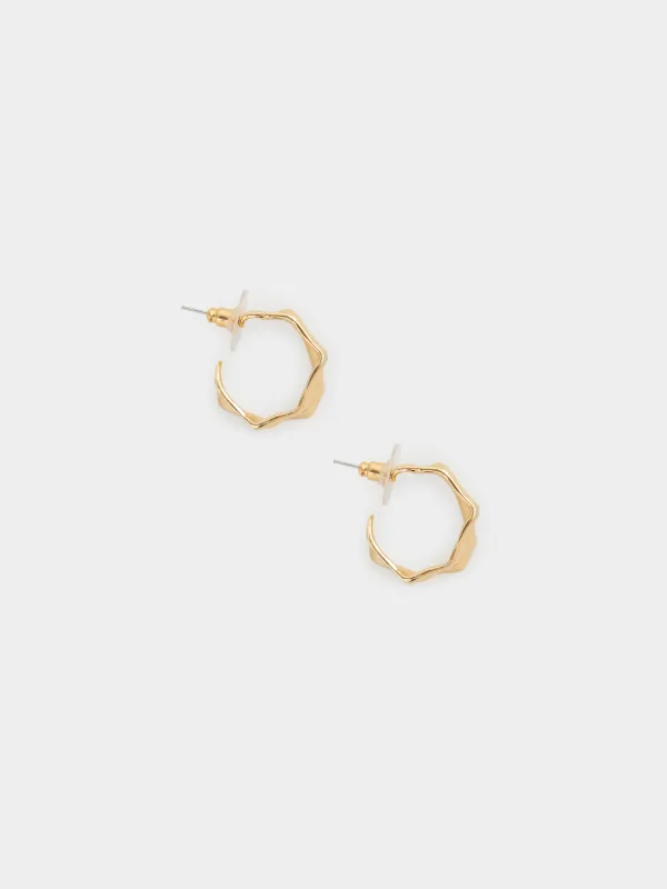 Stud earrings, 2 cm, 2 pcs, metal, gold, Jewelry, image-2