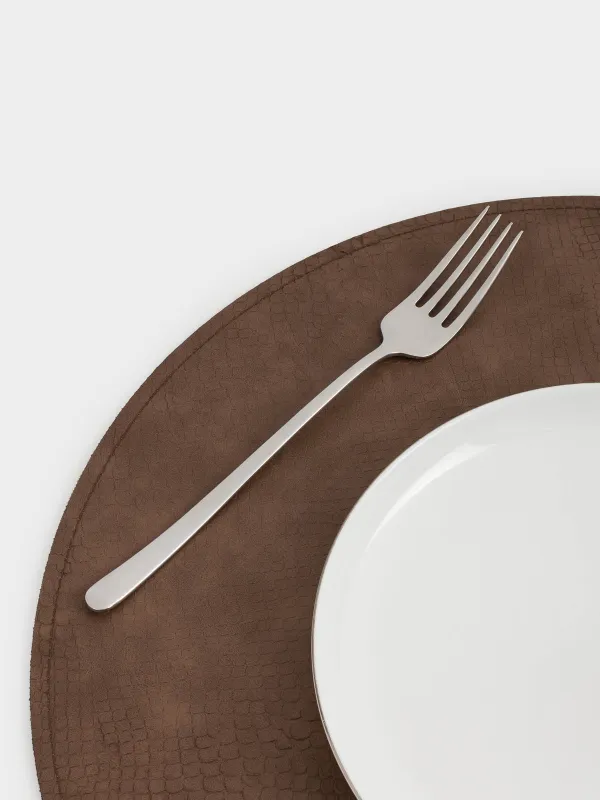 Placemat, 38 cm, double-sided, PVC, round, green/brown, Snake scales, Rock, image-4