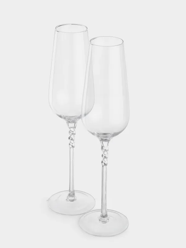 Drinking glass, 260 ml, 2 pcs, crystal glass, Twisted leg, Parma, image-2