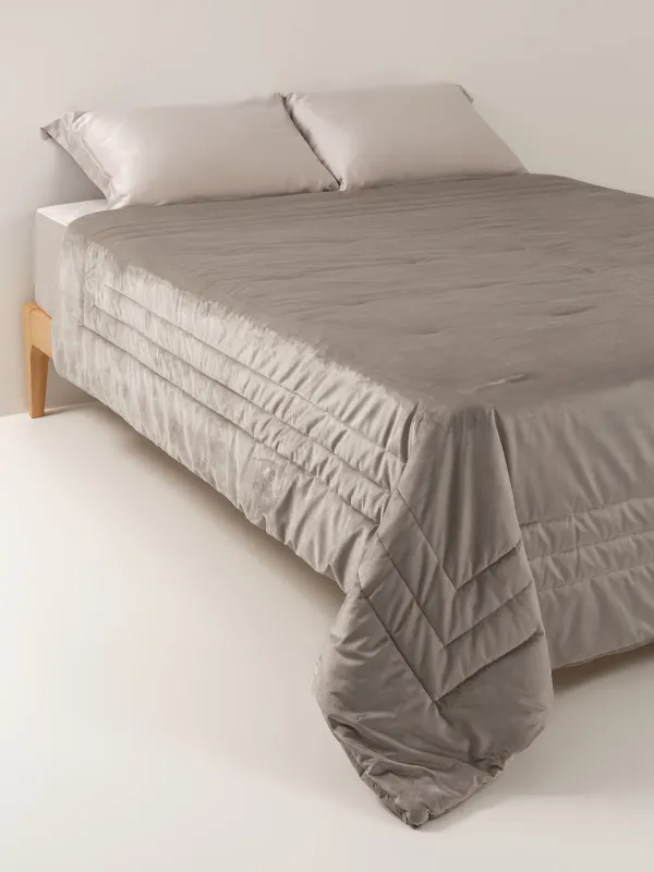 Bedspread, 240x260 cm, quilted, velvet/microfiber, brown, Frame, Stitch velvet, image-0