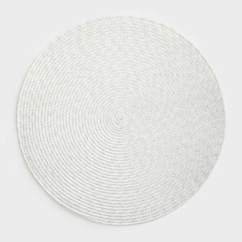 Placemat, 38 cm, polyester, round, milky, Ring mix