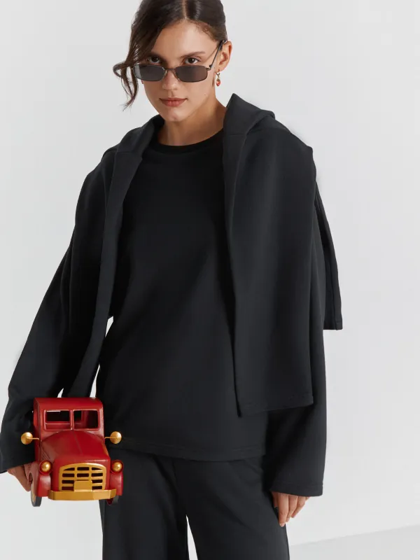 Women's sweatshirt, homewear, size S, polyester / cotton, black, Courtney, image-0