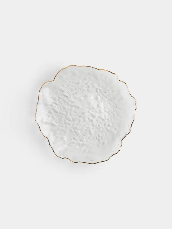 Dish, 26 cm, glass, with golden edging, Nautilus gold, image-0