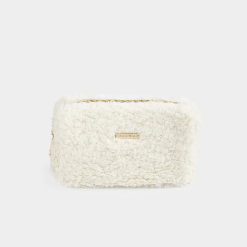 Makeup bag, 20x10 cm, faux fur, milky, Curled