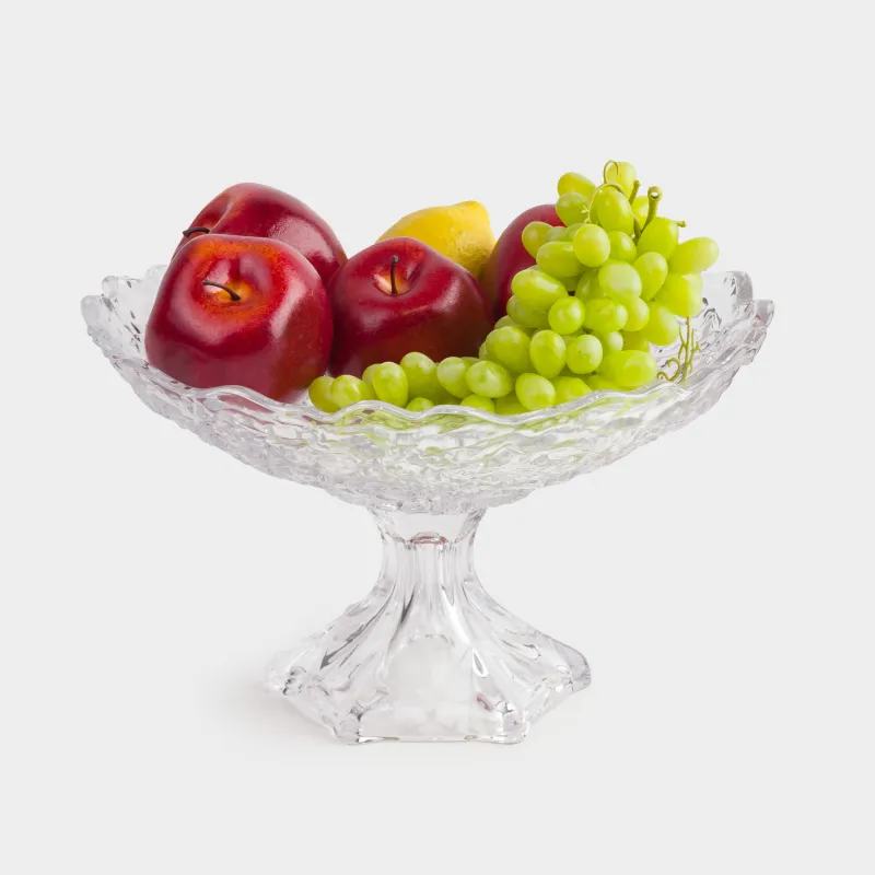 Fruit bowl, 30x19 cm, on a leg, glass P, Frozen, image-5
