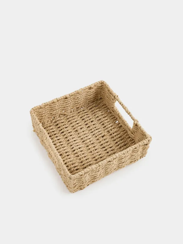 Napkin basket, 18x18 cm, braided, cellulose, Square, Braided, image-2