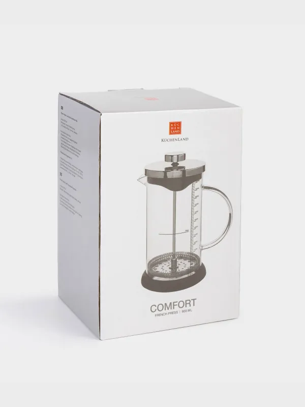 French press, 600 ml, with measuring scale, glass B / steel / plastic, silicone, Comfort, image-5