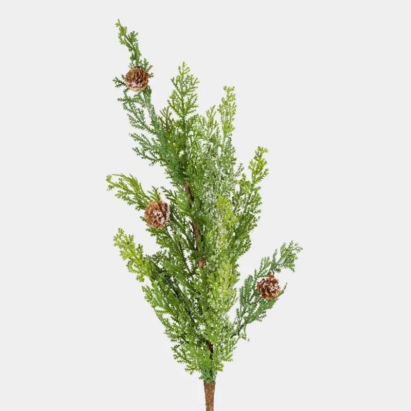 Decorative branch, 77 cm, polyethylene, Branch with cones, Conifer decor, image-1