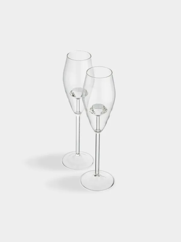 Drinking glass, 210 ml, 2 pcs, Glass, Crystal, Crystal shape, image-3