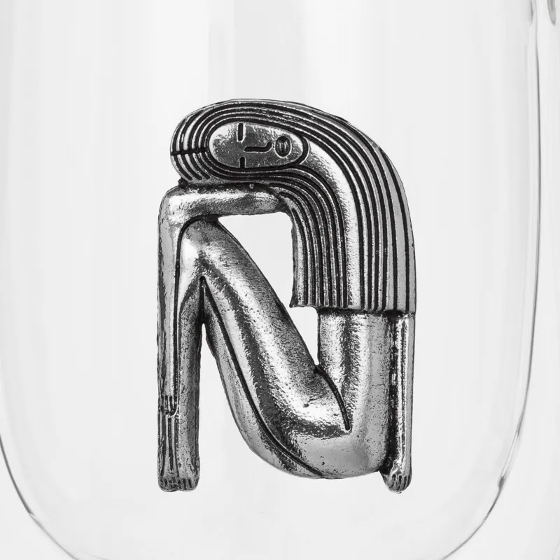 Mug, 350 ml, glass B / metal, silver, Virgin, Air zodiac, image-4