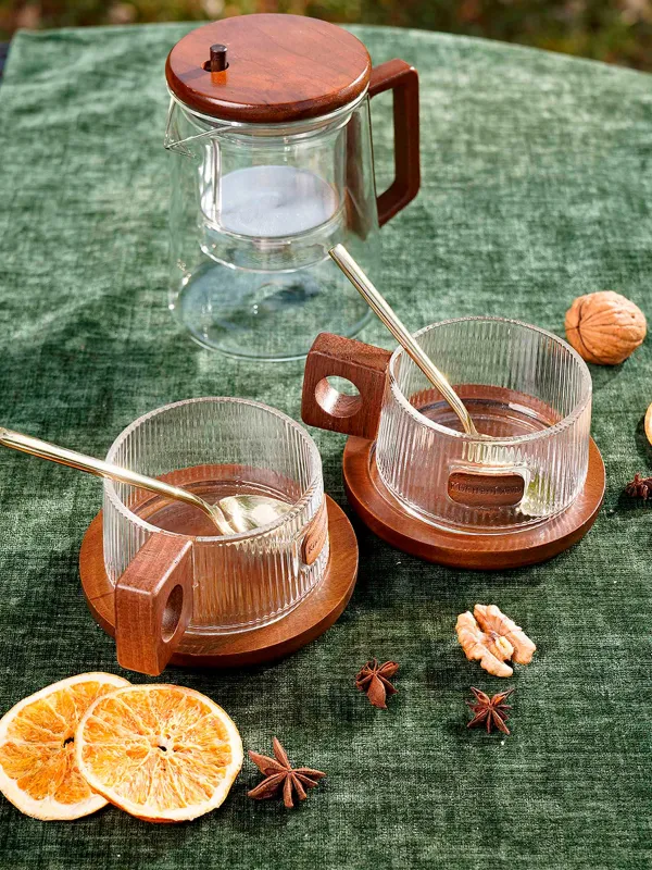 Mug, 230 ml, on a stand, glass B / wood, Ribby, image-4