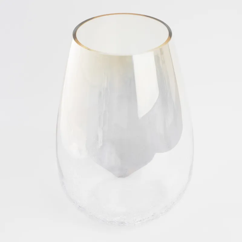 Flower vase, 26 cm, glass, beige gradient, Craquelure, Ice, image-1