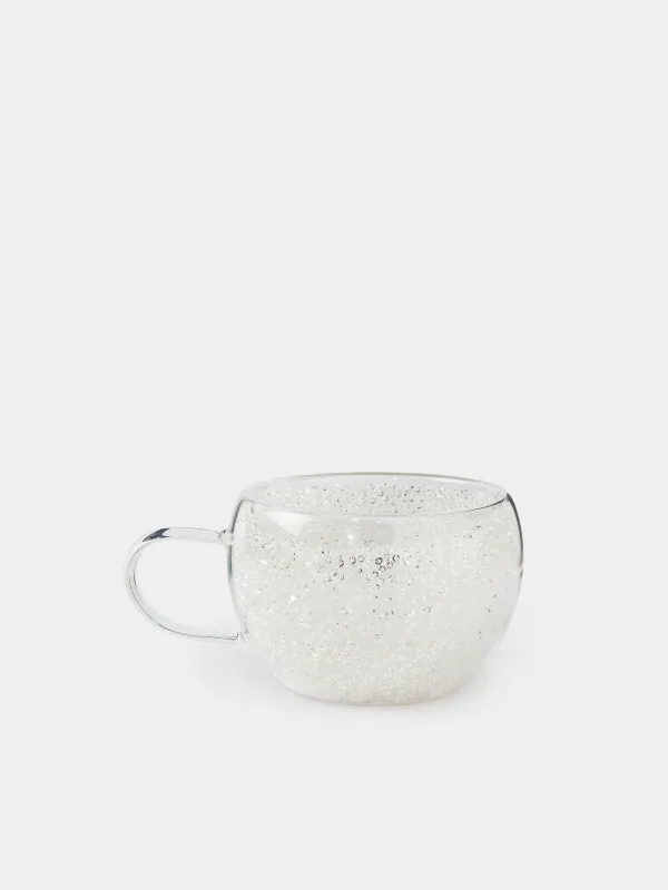 Mug, 270 ml, B glass, with silver crystals inside, Air decor, image-1